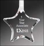 Star Crystal Ornament with White Ribbon
