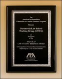 Black piano-finish plaque with silver florentine border