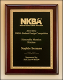 Rosewood piano-finish plaque with gold florentine border