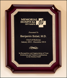 High gloss rosewood stained plaque with gold florentine border plate