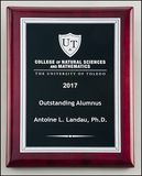 Rosewood piano-finish plaque with silver florentine border