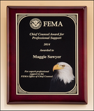 Rosewood piano-finish plaque with high definition eagle head plate