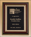 High gloss mahogany stained frame with gold florentine border plate