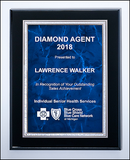 Black High Lustr plaque with a blue marble plate with silver florentine border
