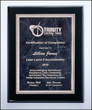 Black High Lustr plaque with a gray marble plate with silver florentine border