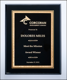 Black High Lustr plaque with a black and gold florentine plate