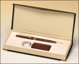 Rosewood-finish pen and key ring set