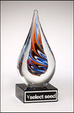Teardrop shaped art glass Award