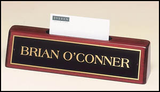 Rosewood nameplate with business card holder