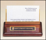 Rosewood Piano Finish business card holder with brass accent