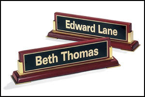 Rosewood Piano Finish nameplate with gold accents