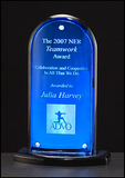 Arch Series acrylic award featuring a blue mirror upright