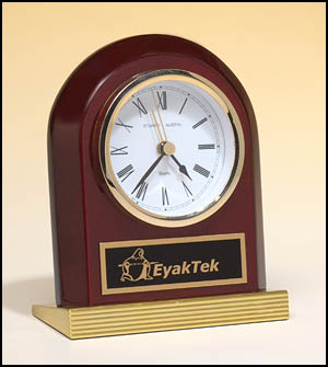 Rosewood piano finish arch clock with gold metal base