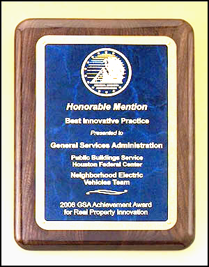 Walnut Stained sapphire marble plaque with rounded corners
