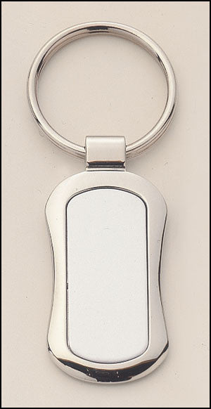 Silver plated keyring with oval engravable aluminum insert