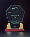 Diamond Series acrylic award on a rosewood stained piano finish base