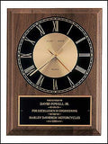 American walnut vertical wall clock with round face