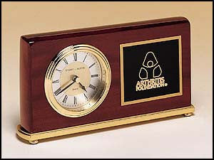 Rosewood Piano Finish Clock on a brass base