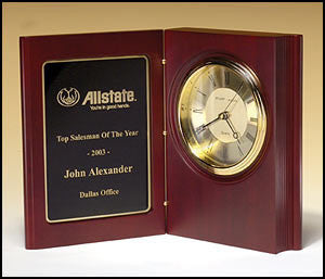 Mahogany Finish Large Book Clock