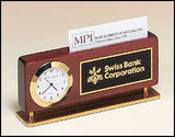 Rosewood Piano Finish Desk clock/business card holder combo