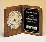 American walnut book clock with ivory dial
