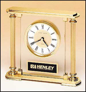 Glass desk clock with diamond spun dial
