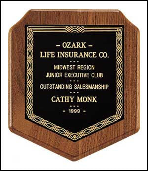 American Walnut Shield Plaque with braided edges