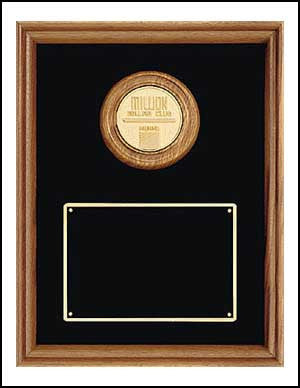 American Walnut Plaque with CAM Medallion and black background