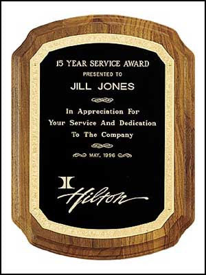 American Walnut Plaque with notched edges and florentine border