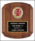 American walnut plaque with notched edges and insert