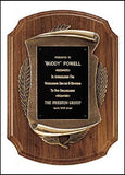 American Walnut Plaque with antique bronze casting curved