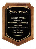 American Walnut Plaque with leaf border and 2 notched corners