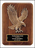 American walnut eagle plaque with curved edges vertical