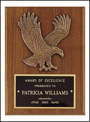 American walnut eagle plaque with straight edges