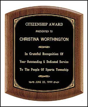American Walnut Plaque with rounded leaf edges