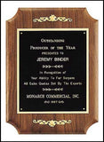 American walnut plaque with notched edges