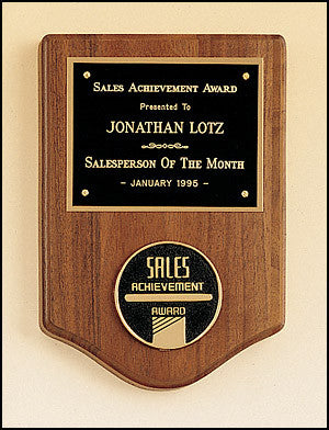 American Walnut Plaque with CAM Medallion curved bottom