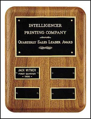 American walnut quarterly award perpetual plaque