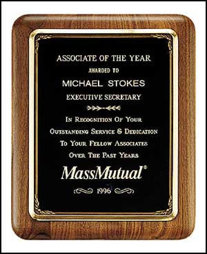 American Walnut Plaque with antique bronze metal casting