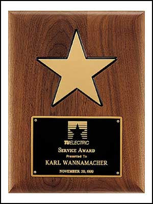 American Walnut Plaque with Gold Star