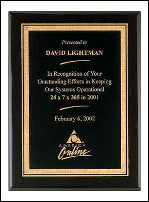 Black Piano Finish plaque with florentine border