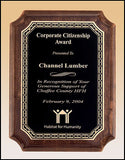 Walnut Stained plaque with link design plate and notched corners