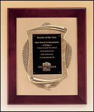 Rosewood Piano Finish Plaque with bronze casting on gold metal background