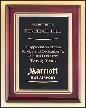 Rosewood plaque with gold florentine border