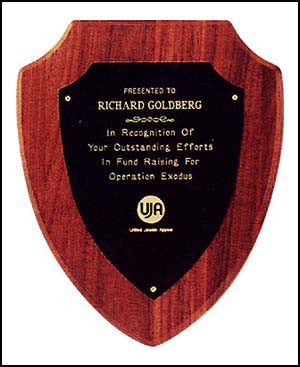 American Walnut Shield Plaque large with no border